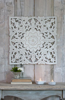 Carved square floral detail panel … Large