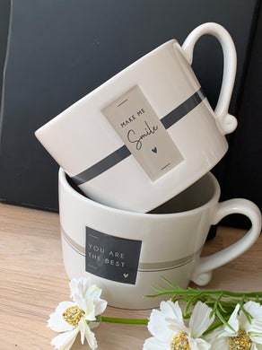 Make me smile Neutral & Black mug