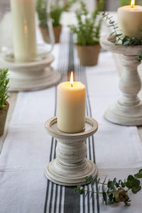 White wood pillar candle holder ... 12cm Small