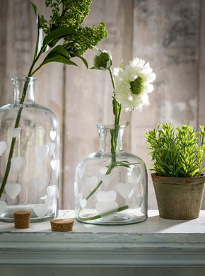 Stumpy Narrow neck glass storage jar … Heart