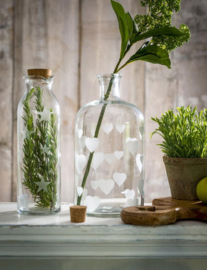 Large narrow neck glass storage jar … Heart