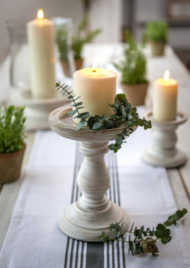 White wood pillar candle holder ... 40cm Large