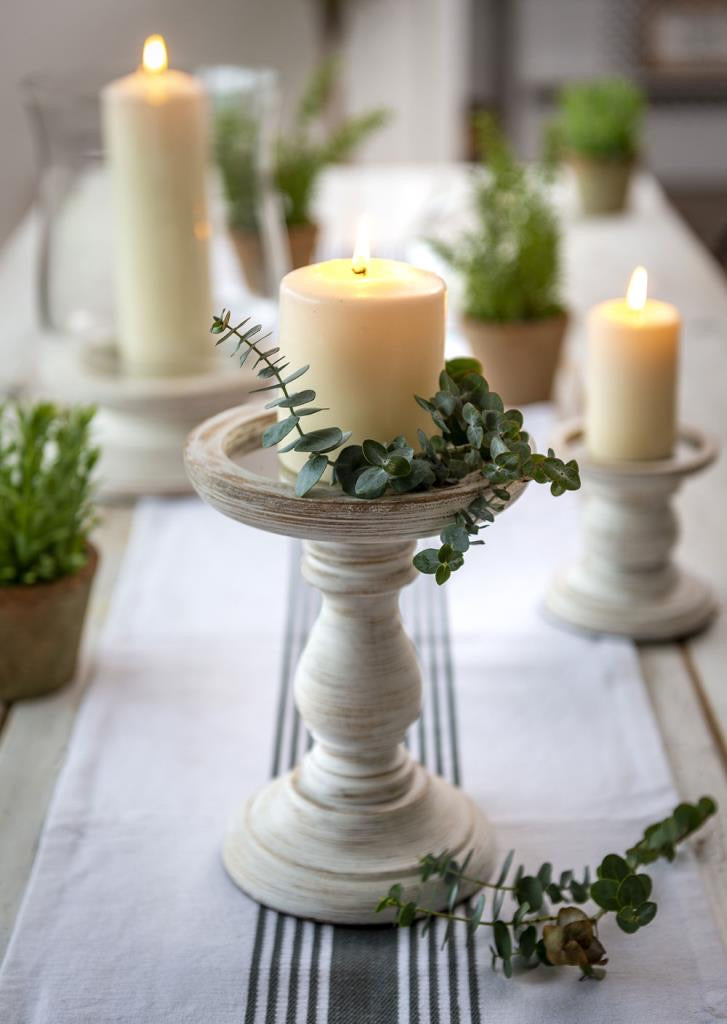 White wood pillar candle holder ... 40cm Large