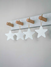 Load image into Gallery viewer, Wooden white hanging stars ... set of 4