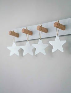 Wooden white hanging stars ... set of 4