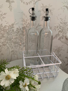 Wired Storage Basket ... White ... Oil & Vinegar Bottle Storage