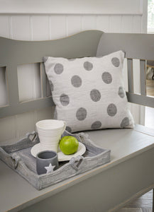 Reversible Polka dot spot feather cushion