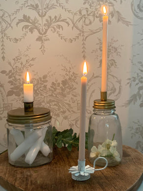 Slim Glass Jar Taper Candle Lid ... Vintage Bronze