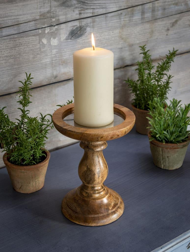 Natural wood pillar candle holder ... 28cm Large