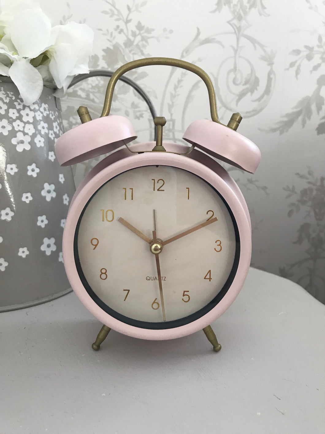 Alarm Clock ... Pastel Pink / Grey