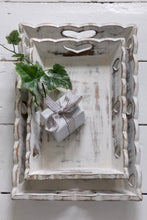 Load image into Gallery viewer, Trays ... Wooden Scallop Heart Vintage Tray