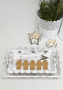 Trays ... Wooden Scallop Heart Vintage Tray